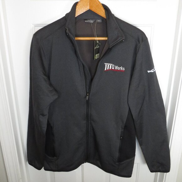 *NWT* Eddie Bauer Heathered Zip Fleece Full Zip Jacket Gray/Black Mens XL *Logo - Picture 1 of 4